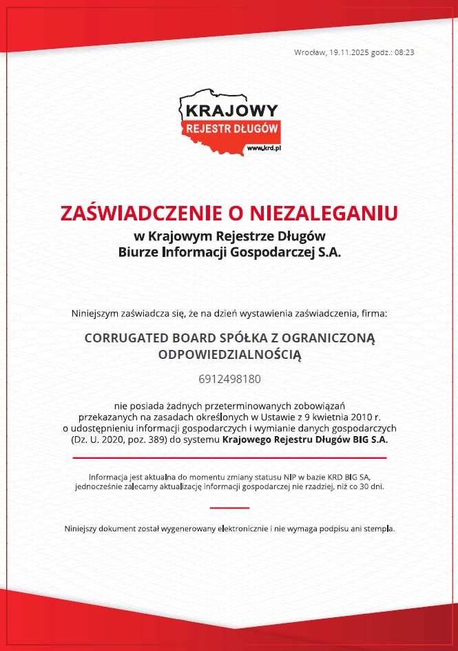 Zaświadczenie o niezaleganiu w KRD